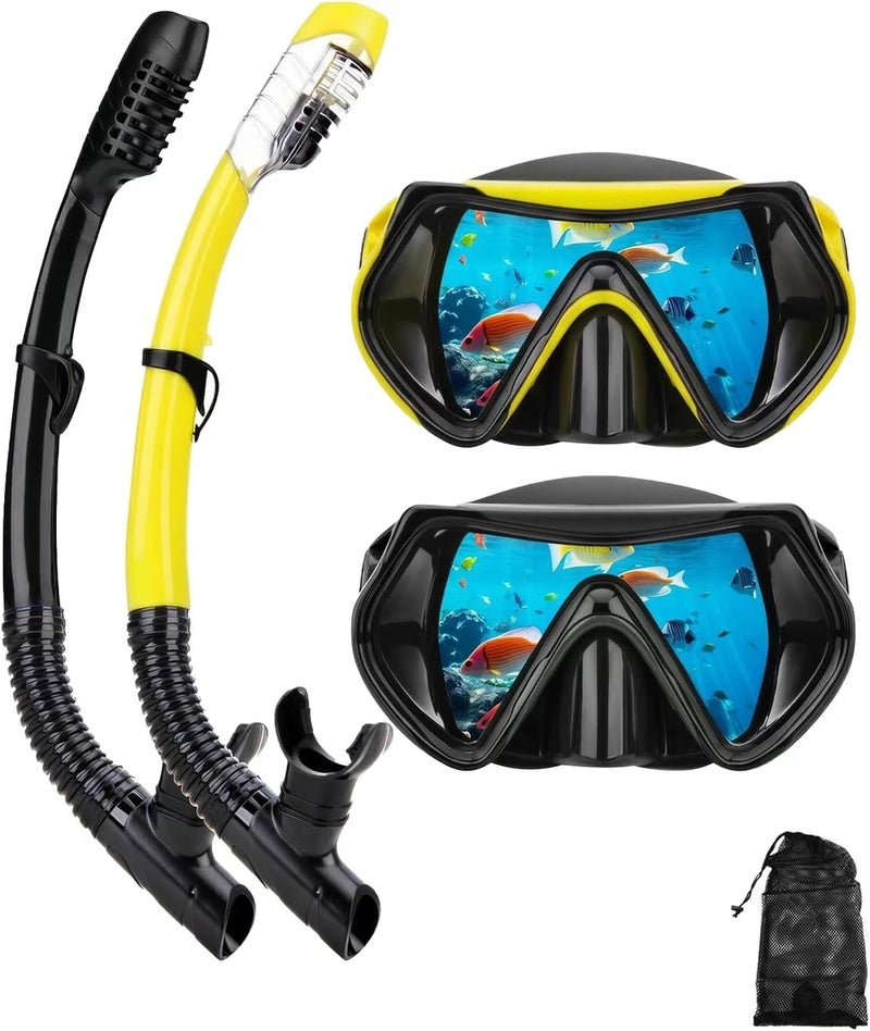 DIPUKI Snorkeling Gear for Adults, Dry Snorkel Mask Set, Scuba Diving Snorkle mask Set Adult, Panoramic Wide View Anti-Fog Dive mask, Swimming Diving Snorkeling Packages - Image 1